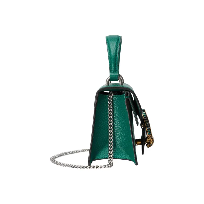 GUCCI Dionysus Leather Shoulder Bag, Crossbody Bag, Handbag Mini Women's Dark Green-3