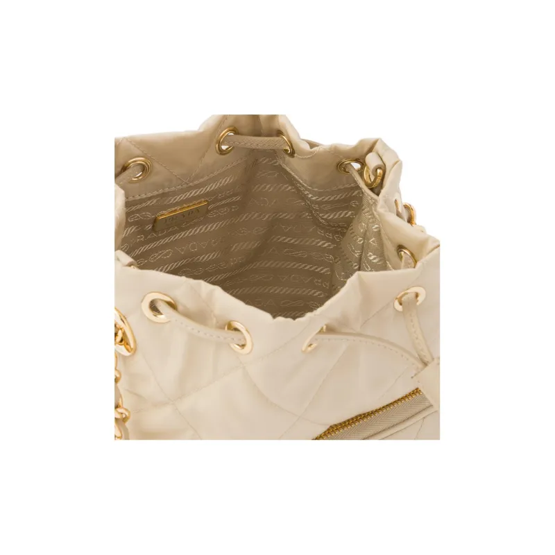 PRADA Nylon Bucket Bag Portable Crossbody Bag Shoulder Bag Women's Desert Beige-4