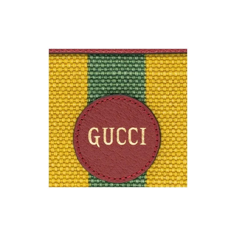 GUCCI Baiadera Fabric With Leather Wallet Unisex Multicolor-4