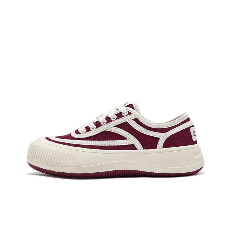 Feiyue Anti-Slip Wear-Resistant Low-Top Platform Cookie Shoes Canvas Shoes Women's Burgundy-0