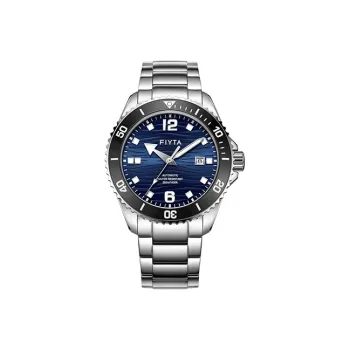 Fiyta Automatic Mechanical Movement Stainless Steel Strap Watch Men's Watches Blue Dial