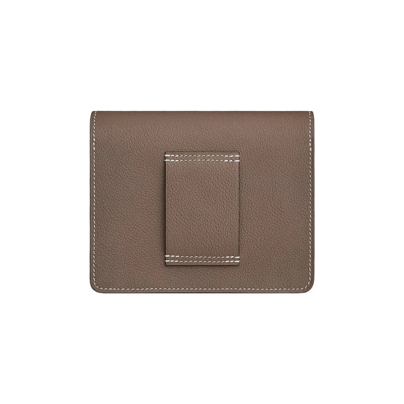HERMES Roulis Evercolor Calfskin Pig Nose Bag Wallet Women's 18Etoupe Elephant Gray-1