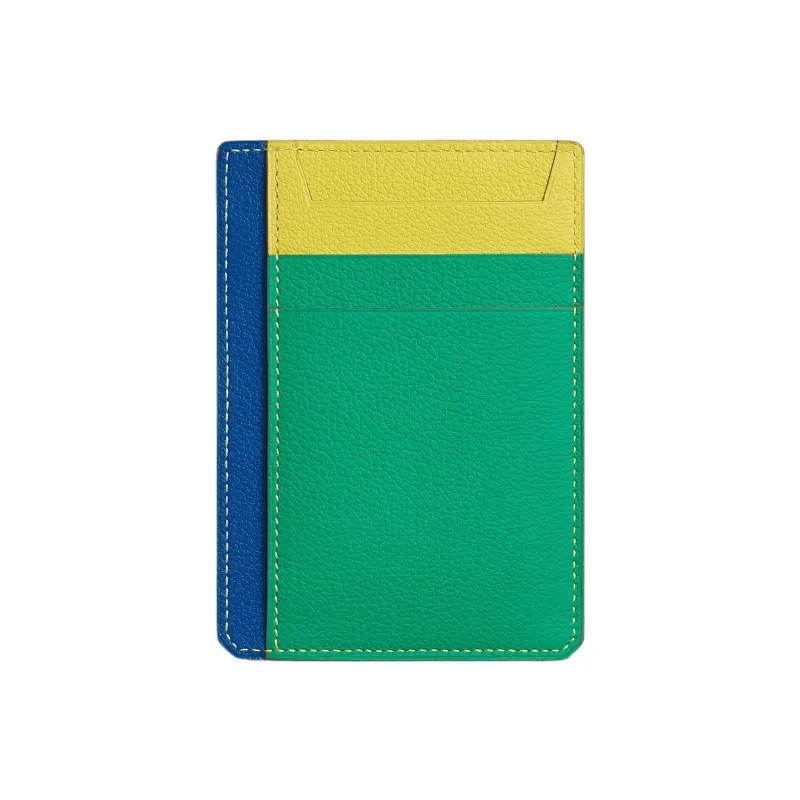 HERMES City Evercolor Calfskin Card Holder Regular Women's Royal Blue/Lime/Mint-1