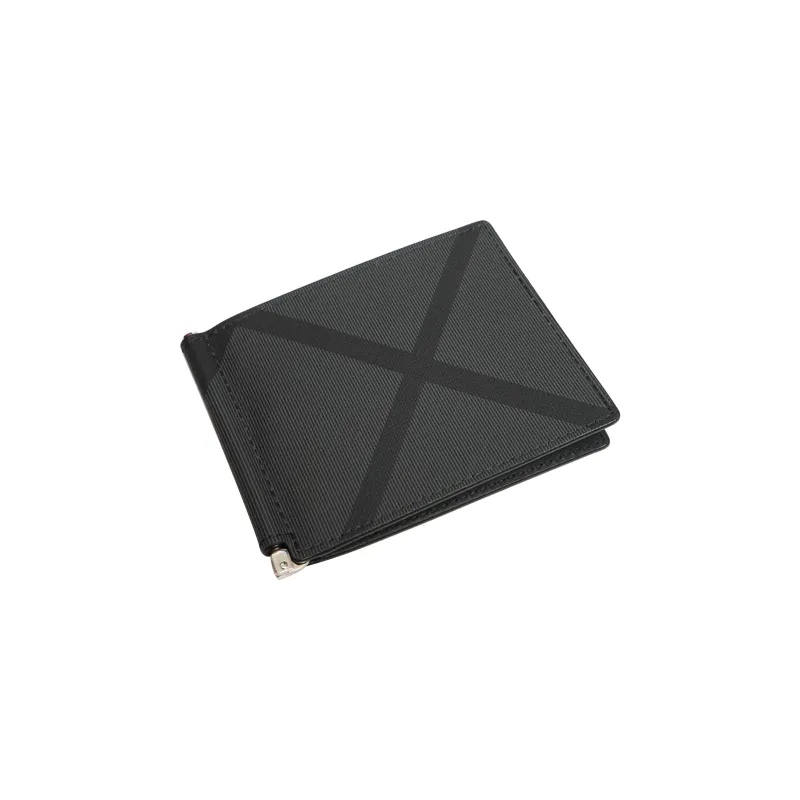 Burberry Leather Card Holder Wallets Men's Gray-1