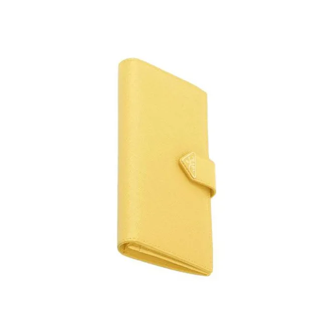 PRADA Saffiano Leather Wallet Women's Yellow-1
