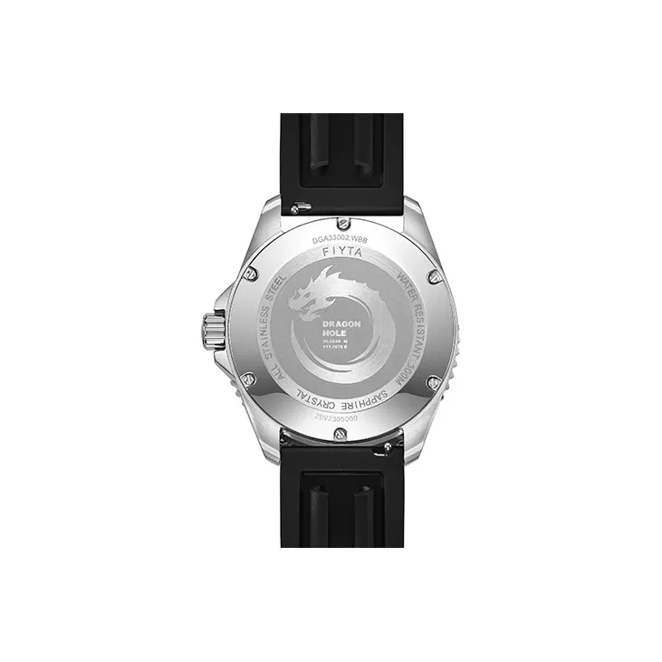Fiyta Far Ocean Collection Automatic Mechanical Movement Silicone Strap Watch Men's Watches Black Dial-1