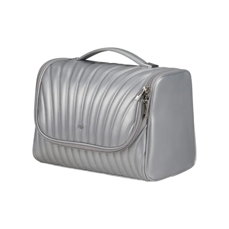 SAMSONITE C-LITE Polyurethane Dome Bag Handbag Travel Toiletry Bag Small Size Unisex Silver-1