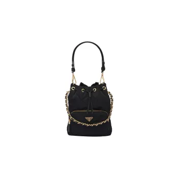 PRADA Recycled Nylon Bucket Bag, Portable Crossbody Bag, Shoulder Bag Regular Women's Black