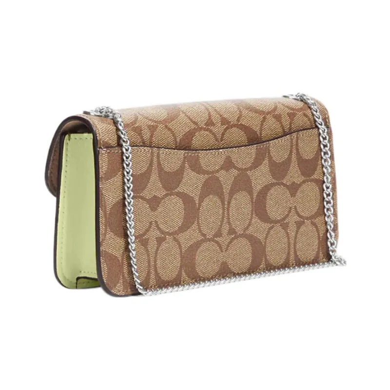 COACH Morgan Canvas With Leather Baguette Bag Shoulder Bag Crossbody Bag Small Size Women's Brown-1