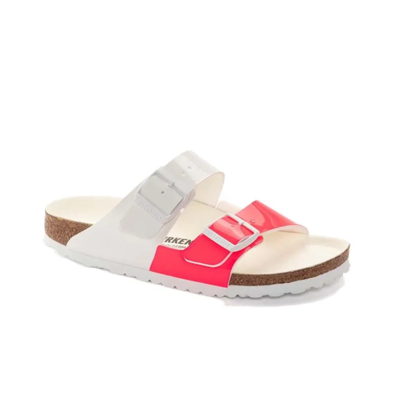 Birkenstock Arizona Split Birko Flor Narrow Fit Sandals 'Patent Neon Pink White' Women's-1