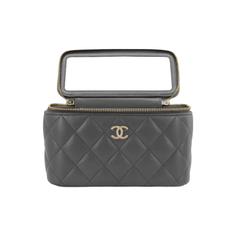 CHANEL 22A Early Autumn Sheepskin Box Bag, Shoulder Bag, Crossbody Bag, Handbag Women's Gray-5