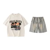 Set (Apricot Tops+Yellow Mud Shorts)