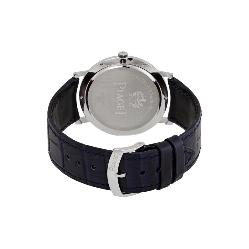 PIAGET Automatic Mechanical Movement Men's Watches Watch 38mm Blue Dial 18K White Gold Case Crocodile Leather Strap-2