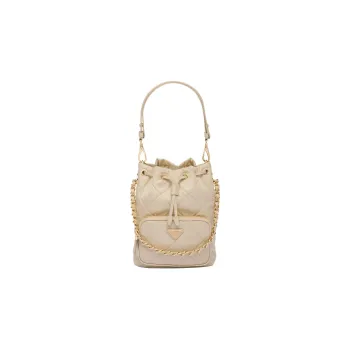 PRADA Nylon Bucket Bag Portable Crossbody Bag Shoulder Bag Women's Desert Beige