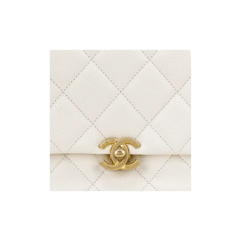 CHANEL Grained Calfskin Shoulder Bag, Crossbody Bag Women's White-4