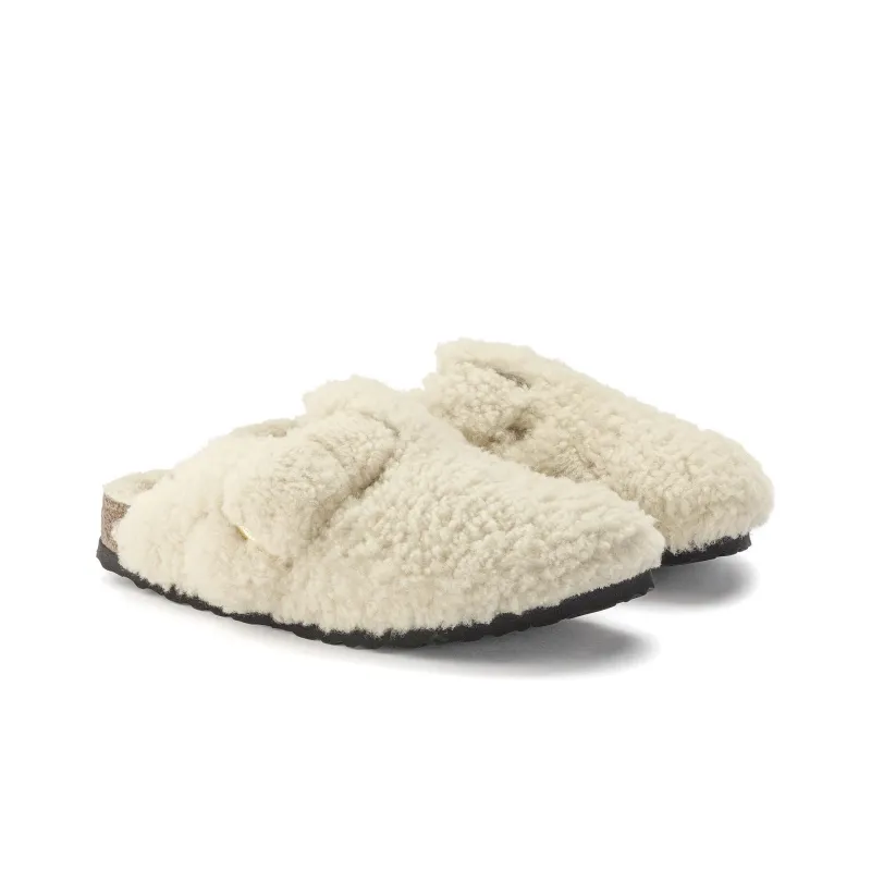 Birkenstock Boston Big Buckle Shearling Narrow Fit 'Eggshell' Women's-3