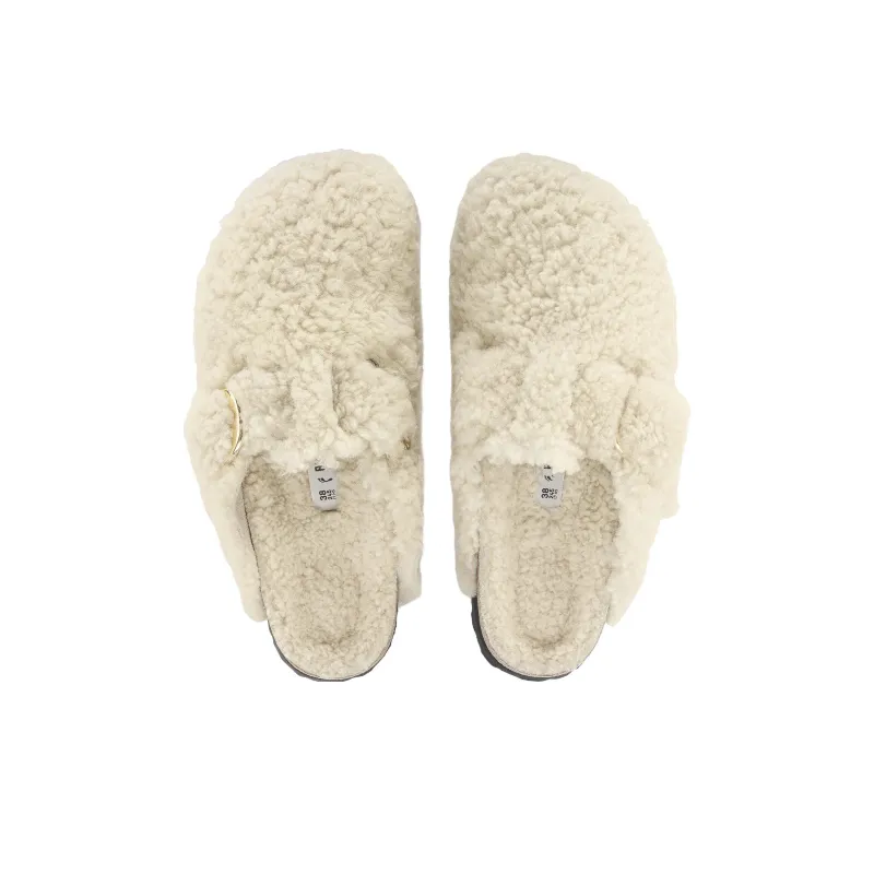 Birkenstock Boston Big Buckle Shearling Narrow Fit 'Eggshell' Women's-4