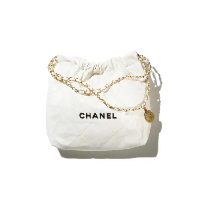 CHANEL Calfskin Trash Bag Portable Crossbody Bag Shoulder Bag Women's White-0
