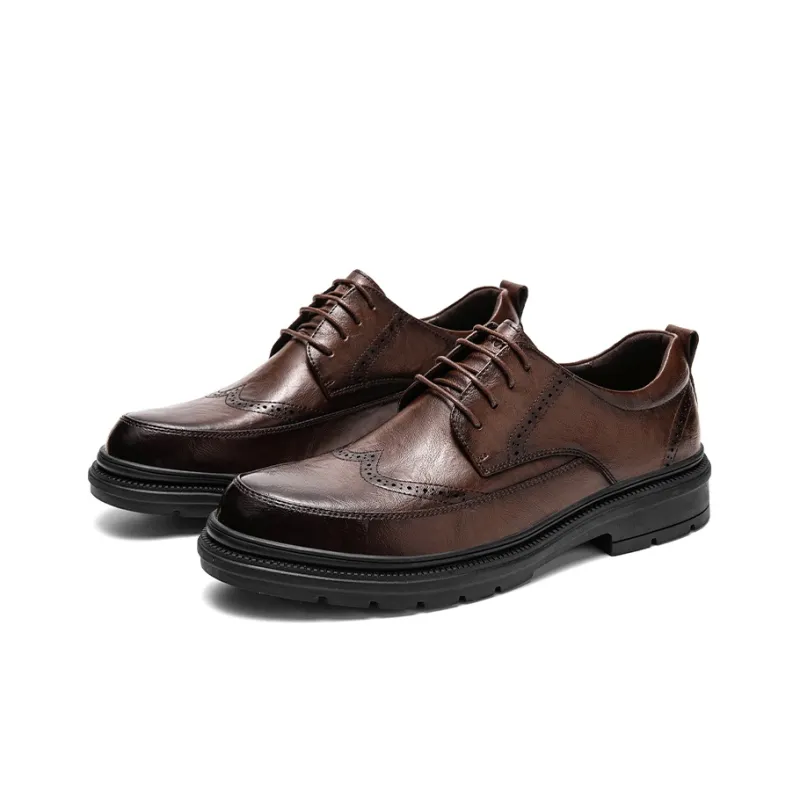 G.N.SHIJIA Dress Shoes Men Low Top Black/Brown-2
