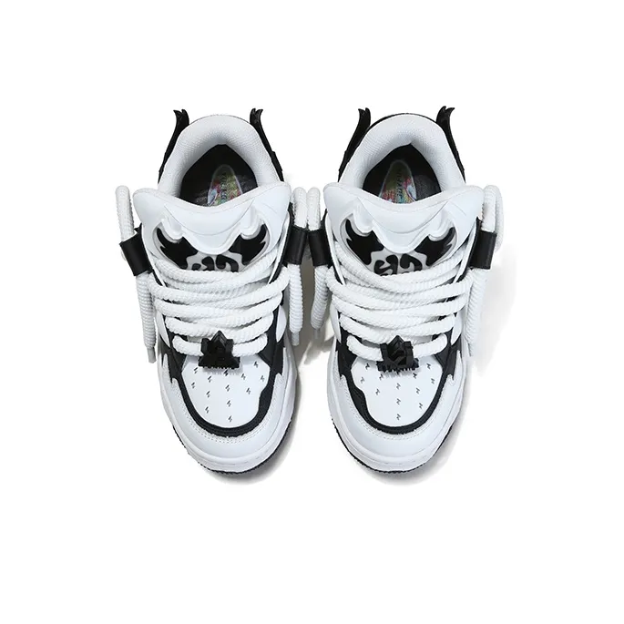 YJ Stylish Skateboarding Shoes Unisex Black White-3