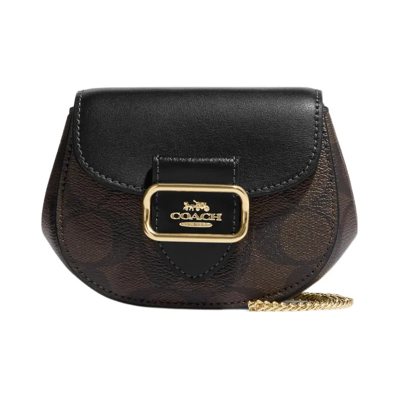 COACH Morgan Canvas With Leather Saddle Bag Shoulder Bag Crossbody Bag Regular Women's Brown Black-0