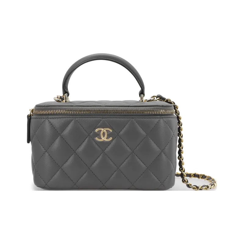 CHANEL 22A Early Autumn Sheepskin Box Bag, Shoulder Bag, Crossbody Bag, Handbag Women's Gray-1