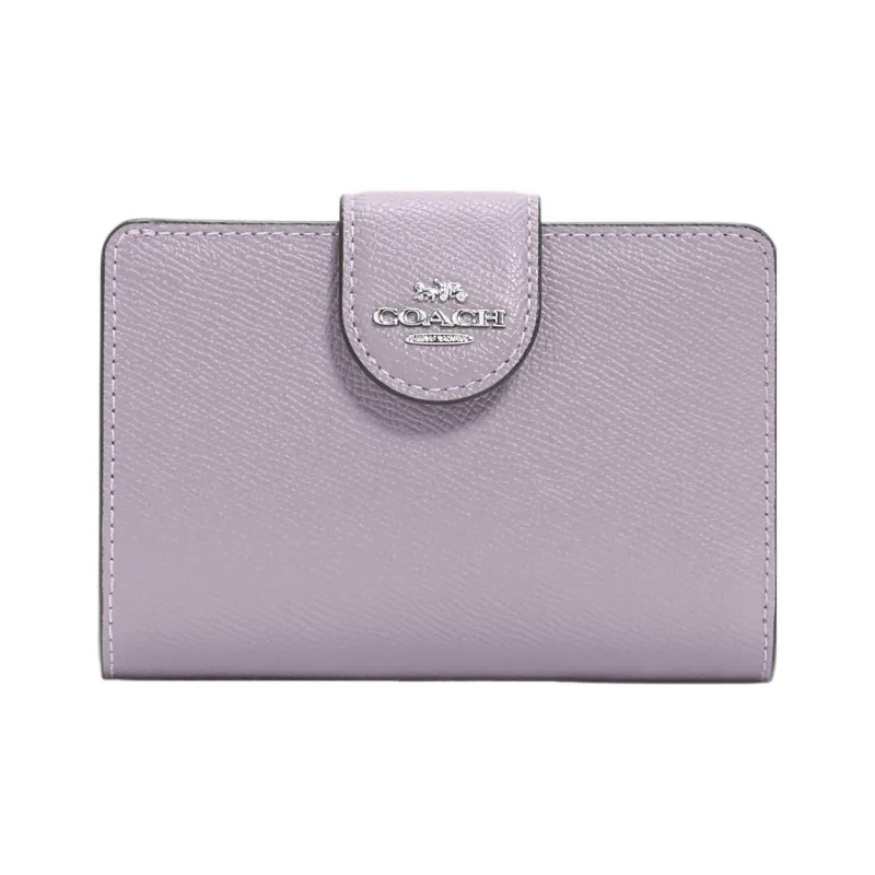 COACH Corner Zip Leather Coin Purses Wallets Medium Size Women's Purple-0