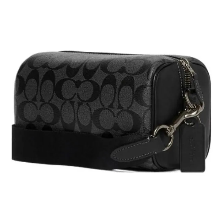 COACH Canvas With Leather Combo Bag, Shoulder Bag, Crossbody Bag Trumpets Men's Black-2