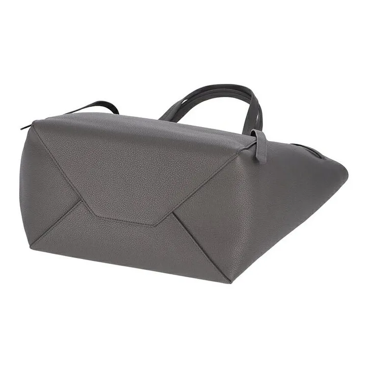 CELINE Cow Leather Tote Bag Shopping Bag Shoulder Bag Handbag Small Size Women's Gray-3