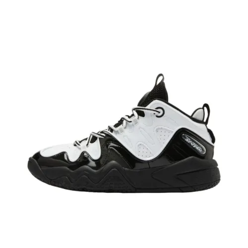 QIAODAN Impact Resistant Lightweight Mid Top Basketball Shoes Women's Black White