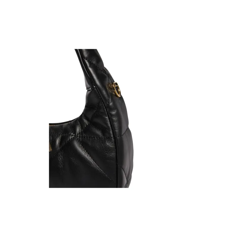 PRADA Soft Sheepskin Leather Handbag Large Size Women's Black-5