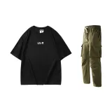 Set (top black + trousers army green)