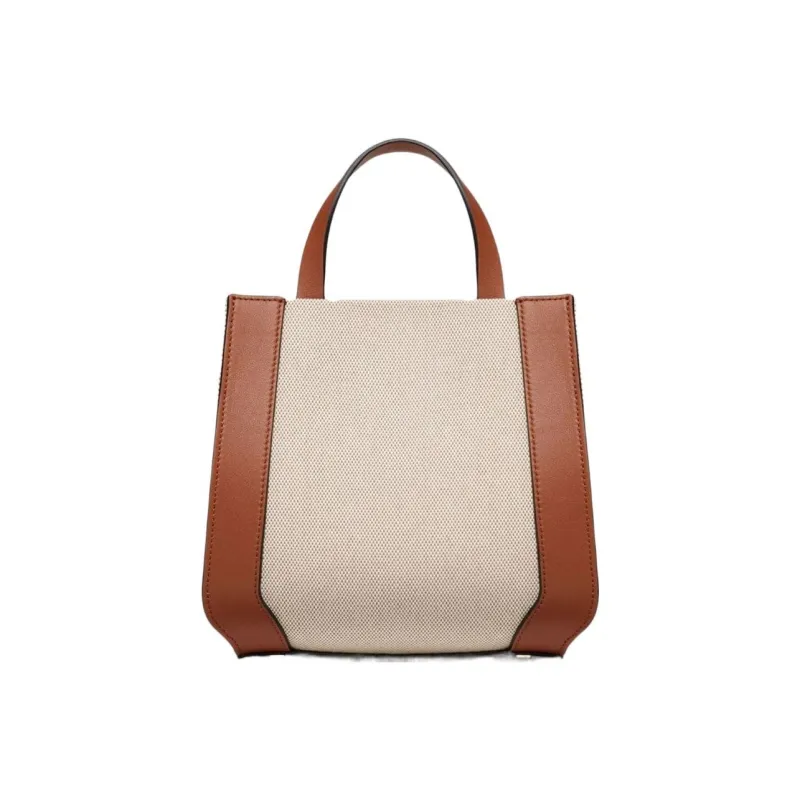 Valentino Vlogo Canvas With Leather Canvas Bag Shoulder Bag Crossbody Bag Handbag Small Size Women's Beige/Saddle Brown-2