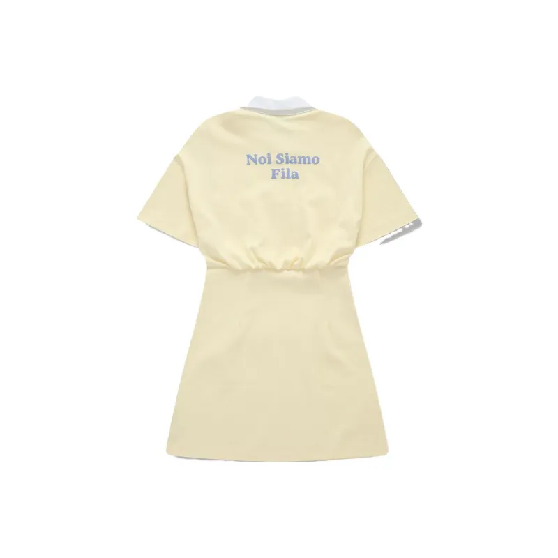 FILA FUSION Short Sleeved Dresses Women's Orange Beige Yellow-1