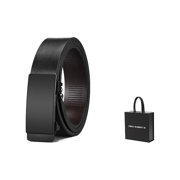 FREE RABBITⅡ Buttonless Automatic Buckle Youth Business Cow Leather Leather Belts Men's 3.3cm-6