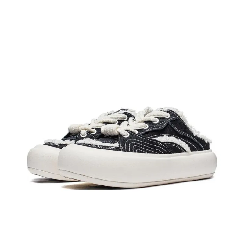 LiNing Puff Mule Slip Resistant Low Top Sports Casual Shoes Women's Black White-2