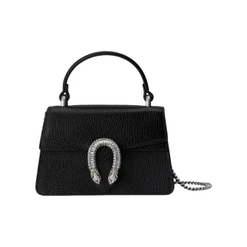 GUCCI Dionysus Leather Shoulder Bag, Crossbody Bag, Handbag Mini Women's Black