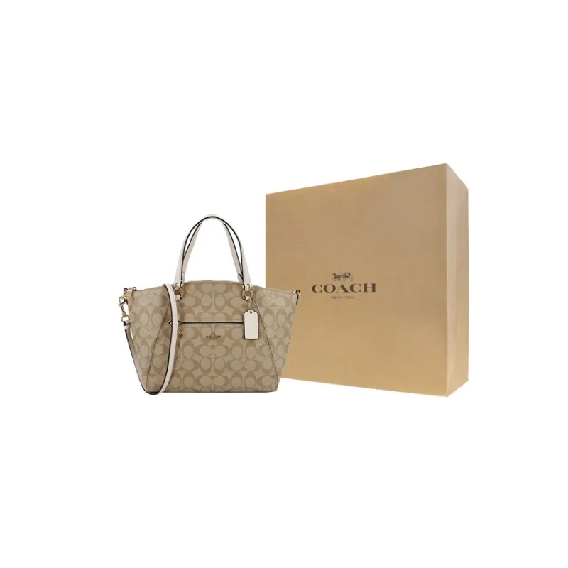 COACH Prairie Canvas With Leather Dumpling Bag, Handbag, Shoulder Bag, Crossbody Bag Medium Size Women's Brown-6