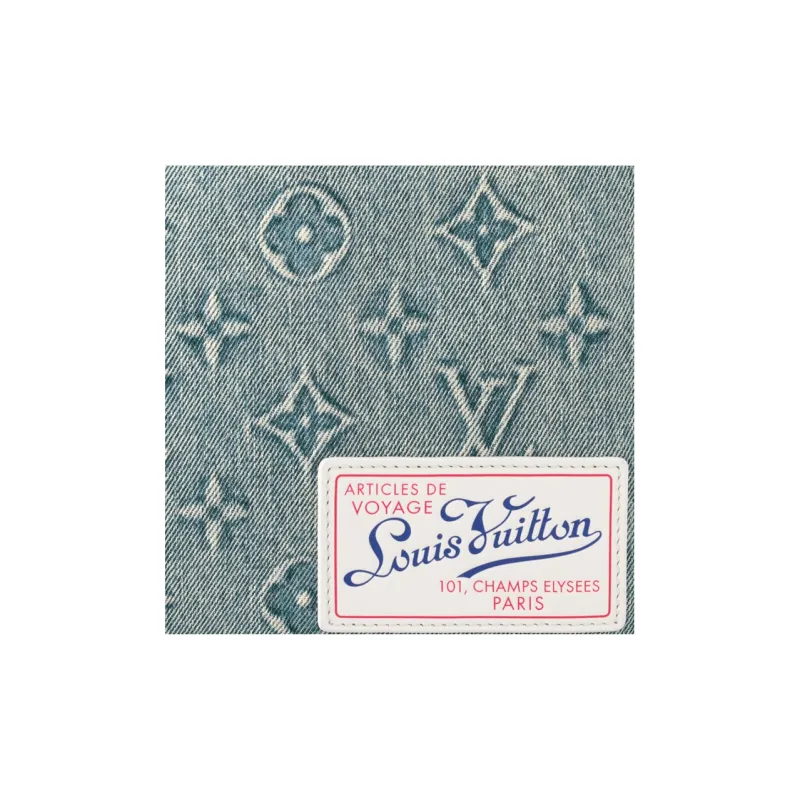 LOUIS VUITTON Montsouris Coated Canvas With Cow Leather Trim Backpack Regular Men's Denim Blue-4