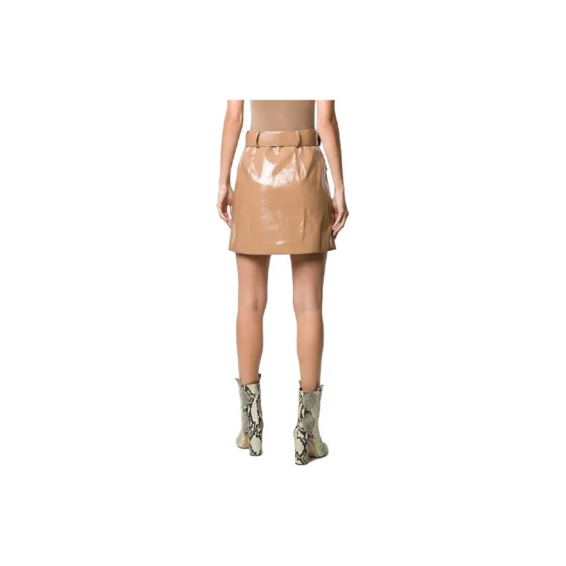 Self portrait Leather Short Skirts Women's Tea Coffee-1