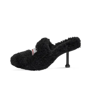 Balenciaga Embroidered-logo Fuzzy Mules