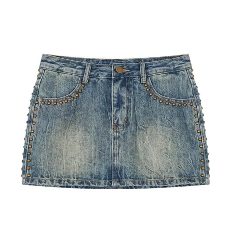 ZEROCIRCLE Denim Short Skirts Women's Vintage Blue