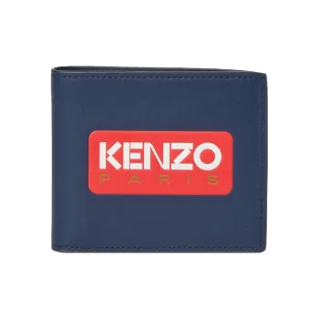 KENZO Cow Leather Wallet Men's Blue