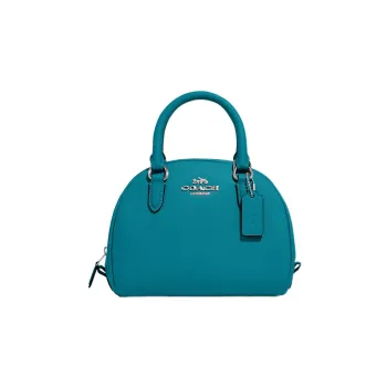 COACH Sydney Cross Grain Leather Dome Bag, Handbag, Crossbody Bag Small Size Women's Azure Blue