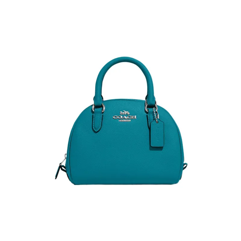 COACH Sydney Cross Grain Leather Dome Bag, Handbag, Crossbody Bag Small Size Women's Azure Blue-0