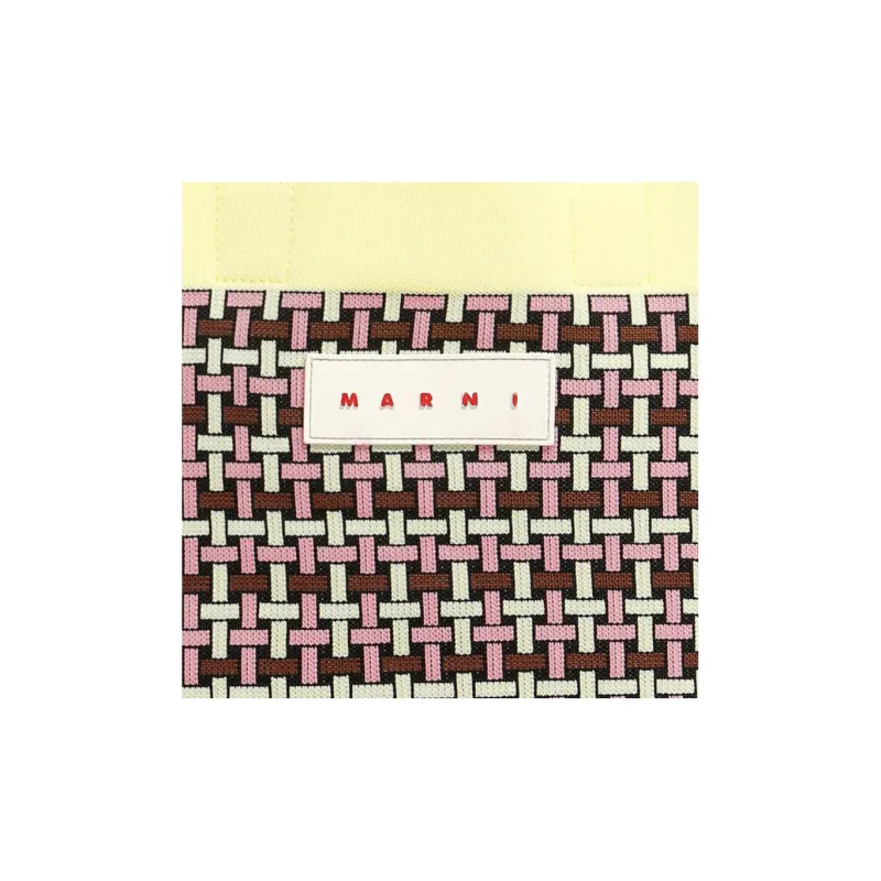 MARNI Polyester Polyurethane Aluminum Tote Bag Shopping Bag Handbag Small Size Women's Light Yellow/Pink-5