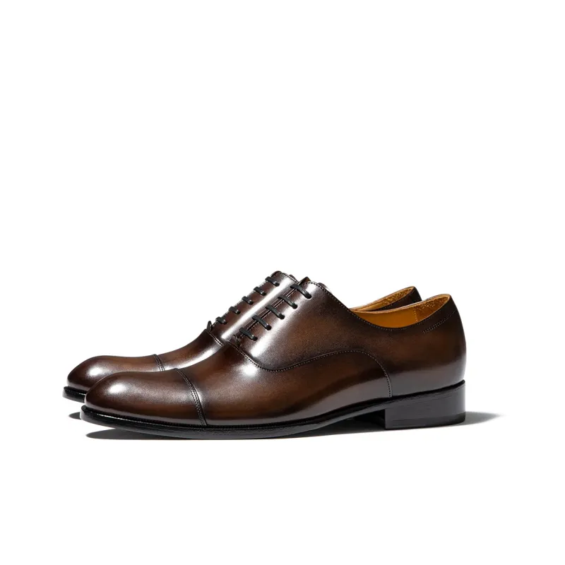 TRUFFAUT Vintage Polished Oxford Shoes Dress Shoes Men's Coffee Brown-1