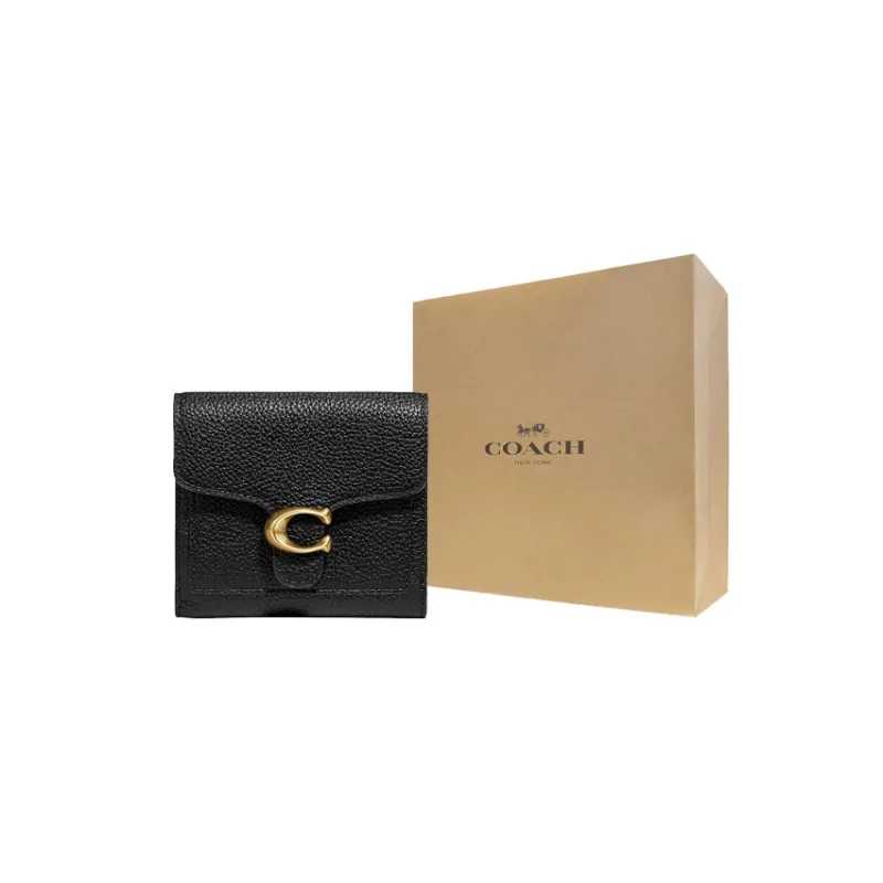 COACH Tabby Leather Wallet Women's Black-6