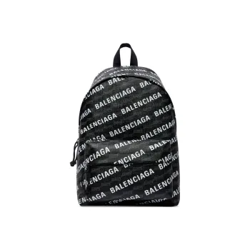 Balenciaga Signature Logo Print Backpack Black/White