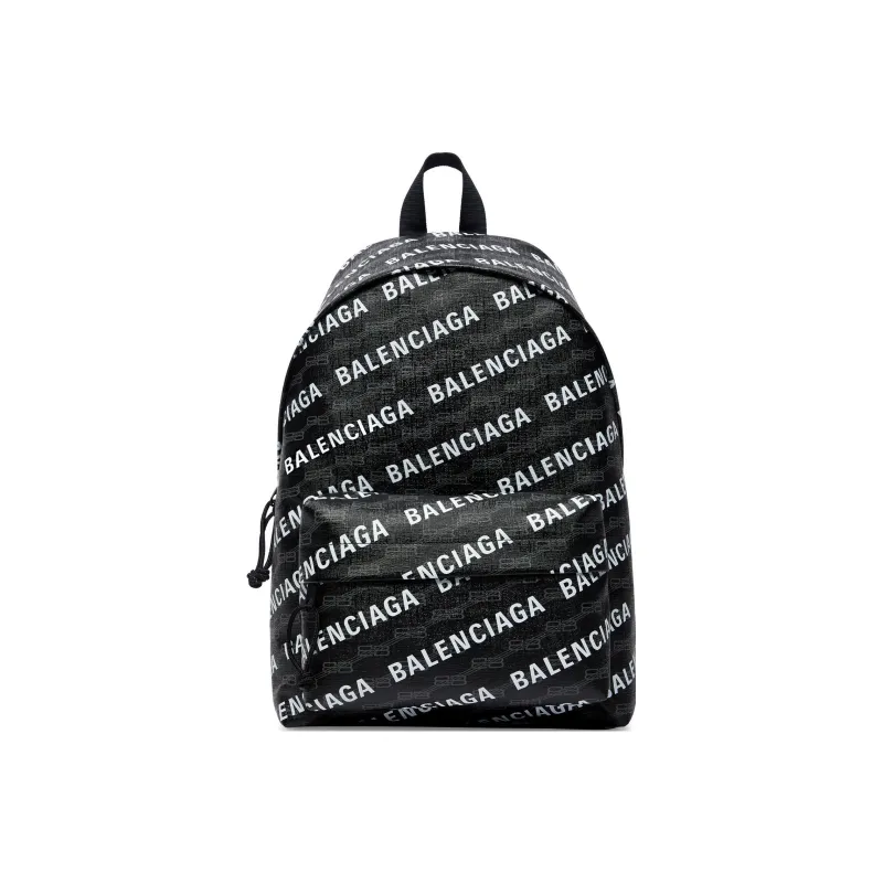 Balenciaga Signature Logo Print Backpack Black/White-0